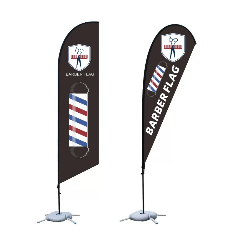 Design Printing Advertising Beach Flag Banner Barber Custom Feather Beach Flag