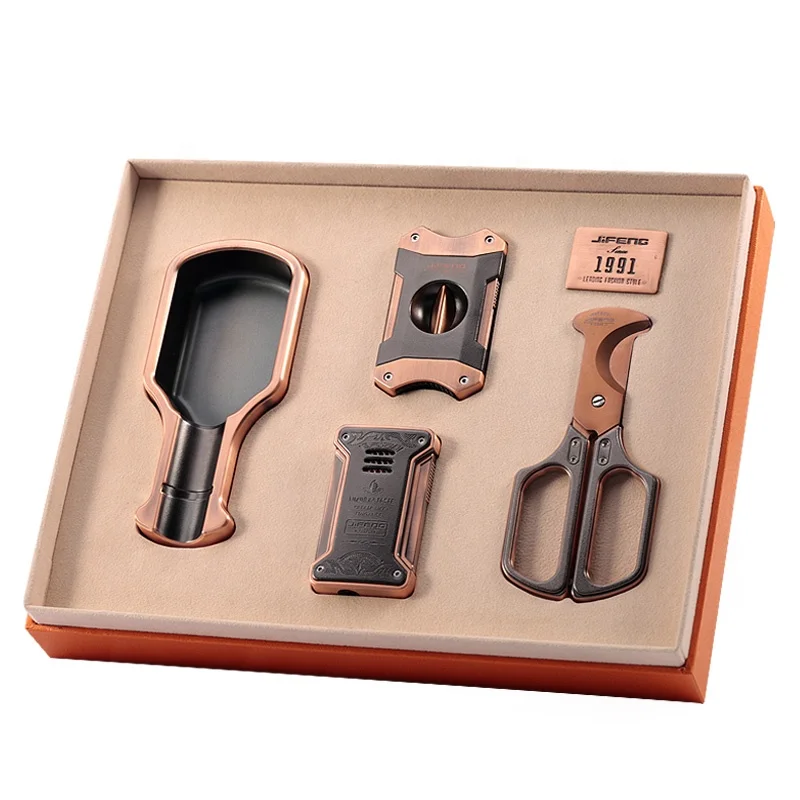 JIFENG JF-TZ251 business gift on desktop cigar sets copper and black double plated Luxury metal new Cigar Accessories Gift Set