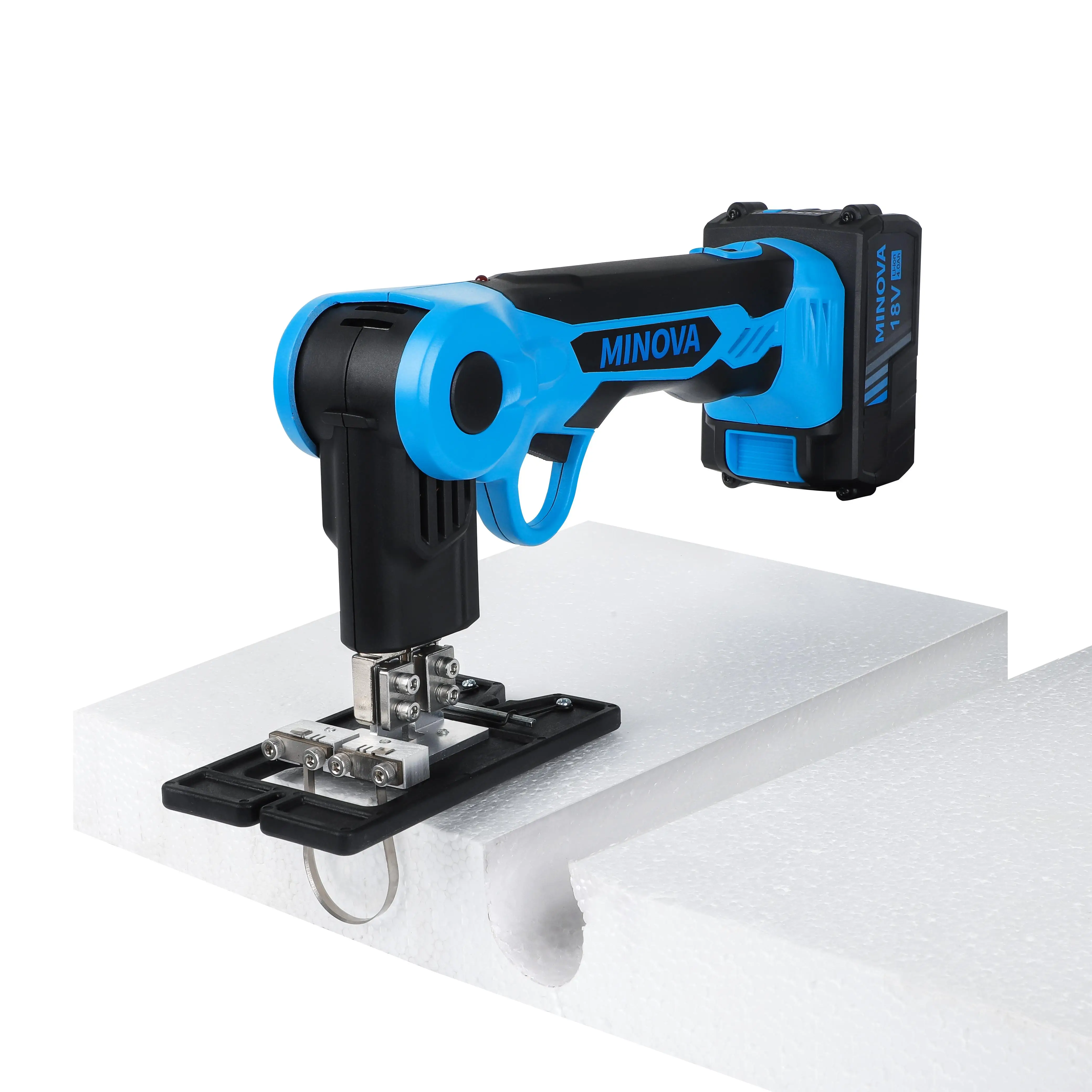 MINOVA OEM Manual Li-battery Power Polystyrene Cutting Machine Rotatable Air-Cooling Hot Knife Foam Cutter