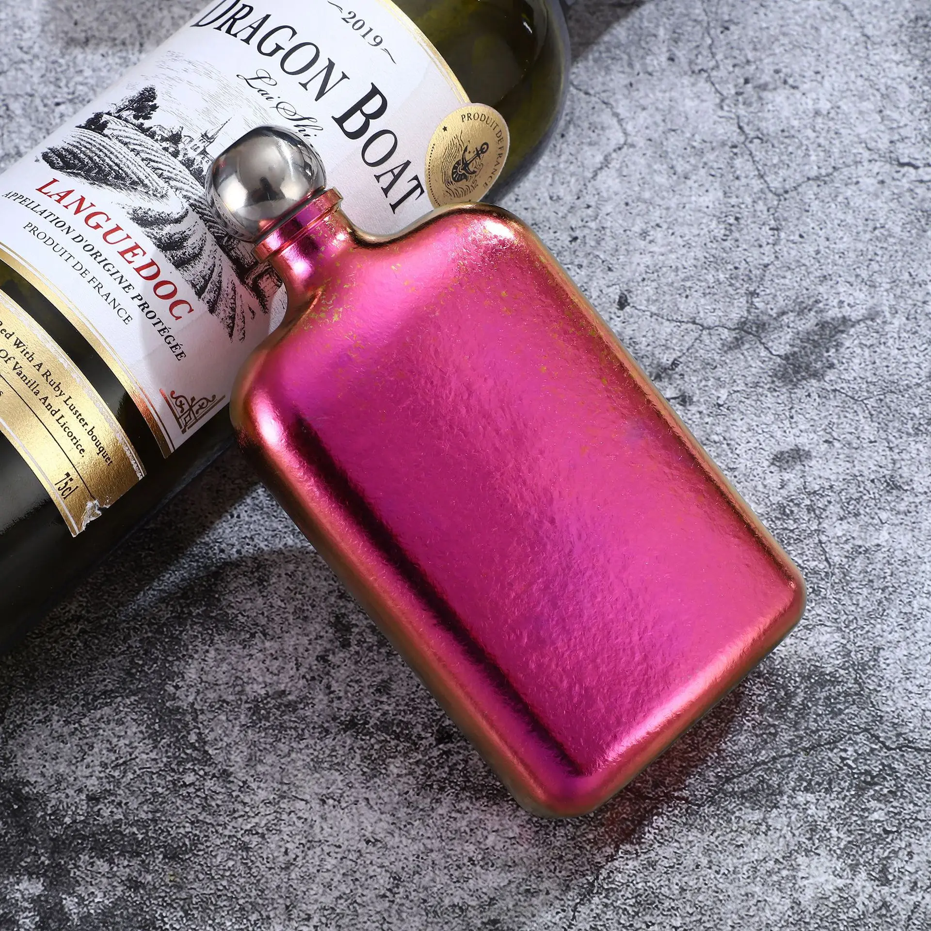 Custom 7oz Alcohol Flask Male Whisky Wine Pot Bottle Portable Pocket Box Set Outdoor Pure Titanium Flasks