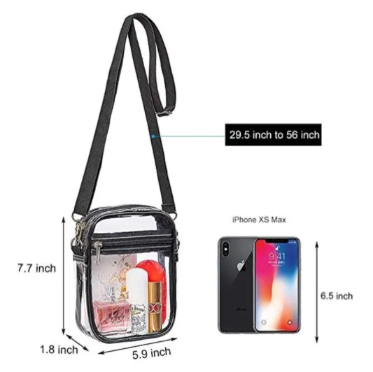 Custom Logo Crossbody Purse Women Clear PVC  Shoulder Sling Bag Small Stadium Approved Concert Purse Transparent Mini Handbag