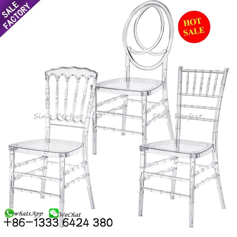 Stock resin crystal clear acrylic outdoor wedding chiavari phoenix chivari chairs