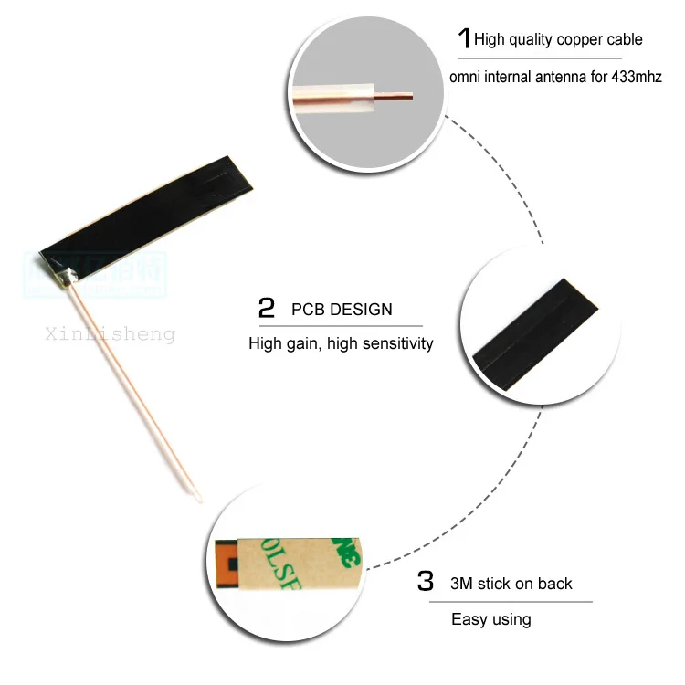 Top quality 433mhz Build-in FPC patch antenna with wifi RG178 cable ufl