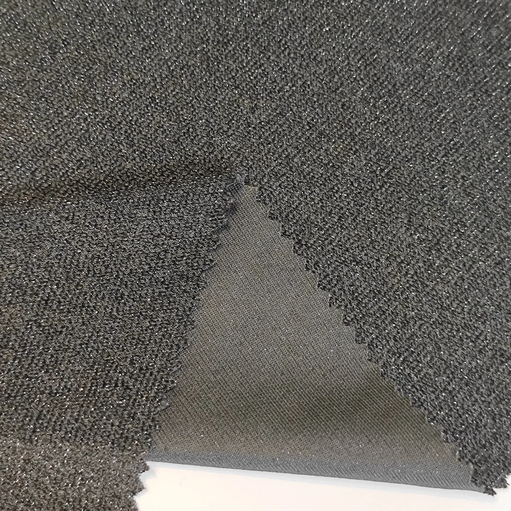Cheap Made In China 55% Polyester 40% Lurex 5% Spandex 180Gsm Metallic Stretch Fabric Terry Metallic Hoodies Metallic for dress