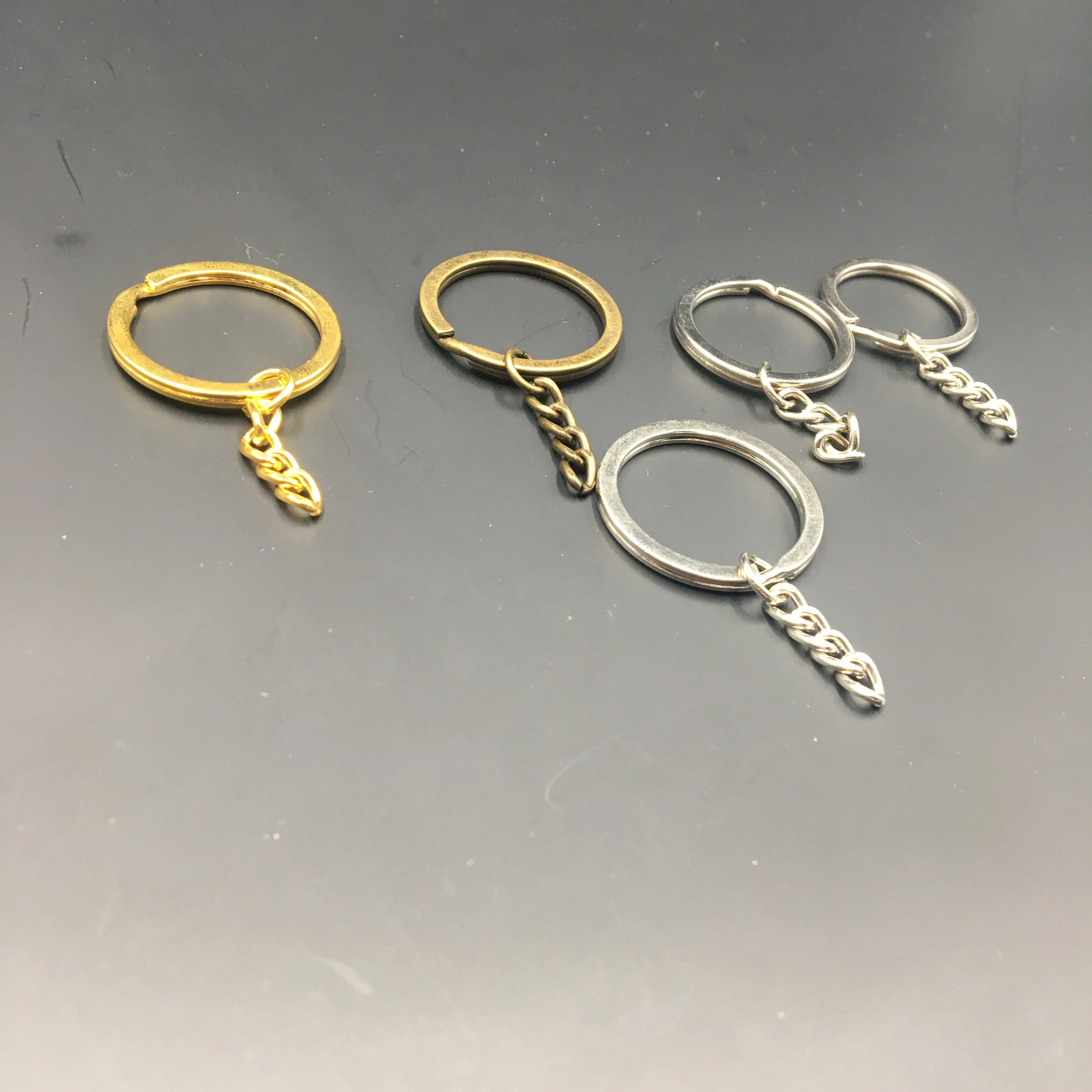 1.5*25 mm stainless steel iron round split rings keyring with chain