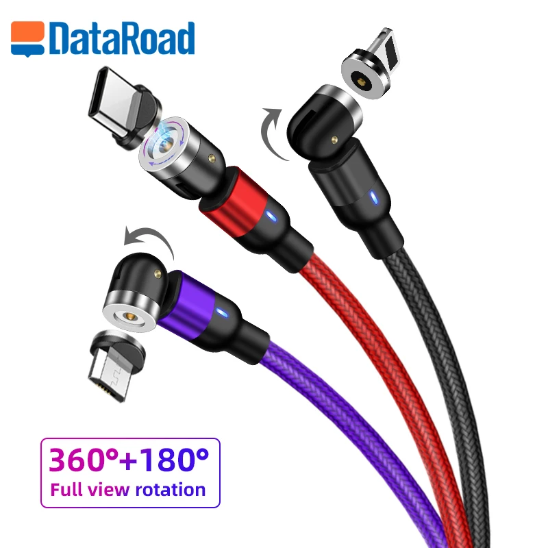 Лидер продаж на Amazon, оптовая продажа, магнитный usb-кабель 3 в 1 с вращением на 540 градусов, зарядный Магнитный usb-кабель 2,4 А для быстрой зарядки