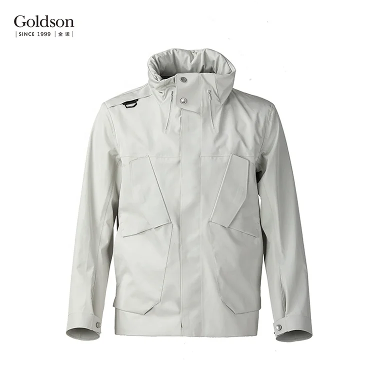 New model designer hood solid color waterproof stitched mens jacket