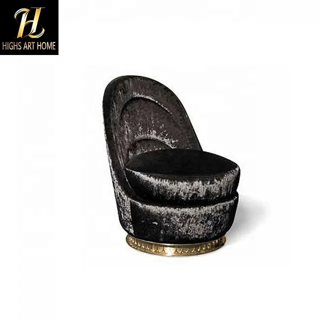 Luxury Lounge Chair With High Advanced Degree Rotation For Rest Villa Black Velvet Chair