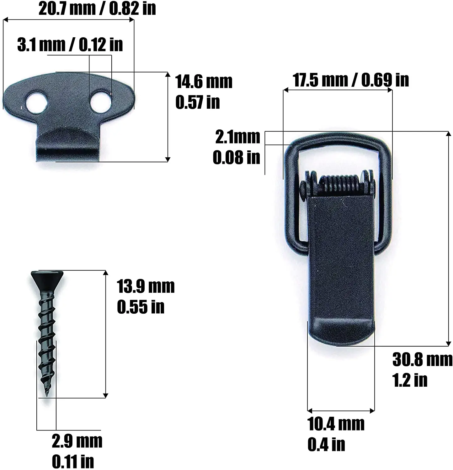 Mini Small Spring Toggle Lock Clasp stainless gate latch curve toolbox latch