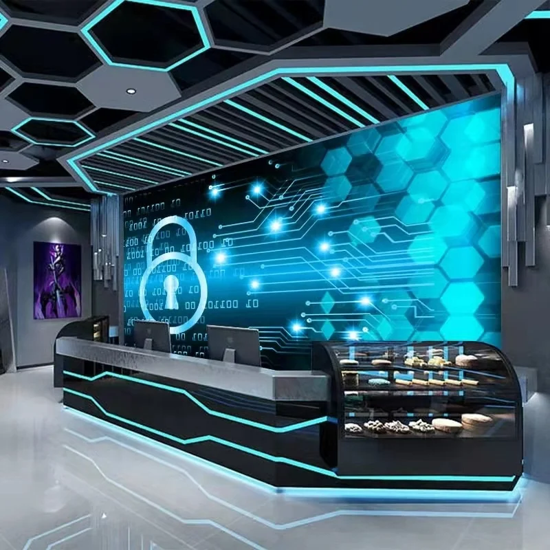 3D technology sense wallpaper e-sports hall wallpaper printing mural space star wall cloth peel and stick