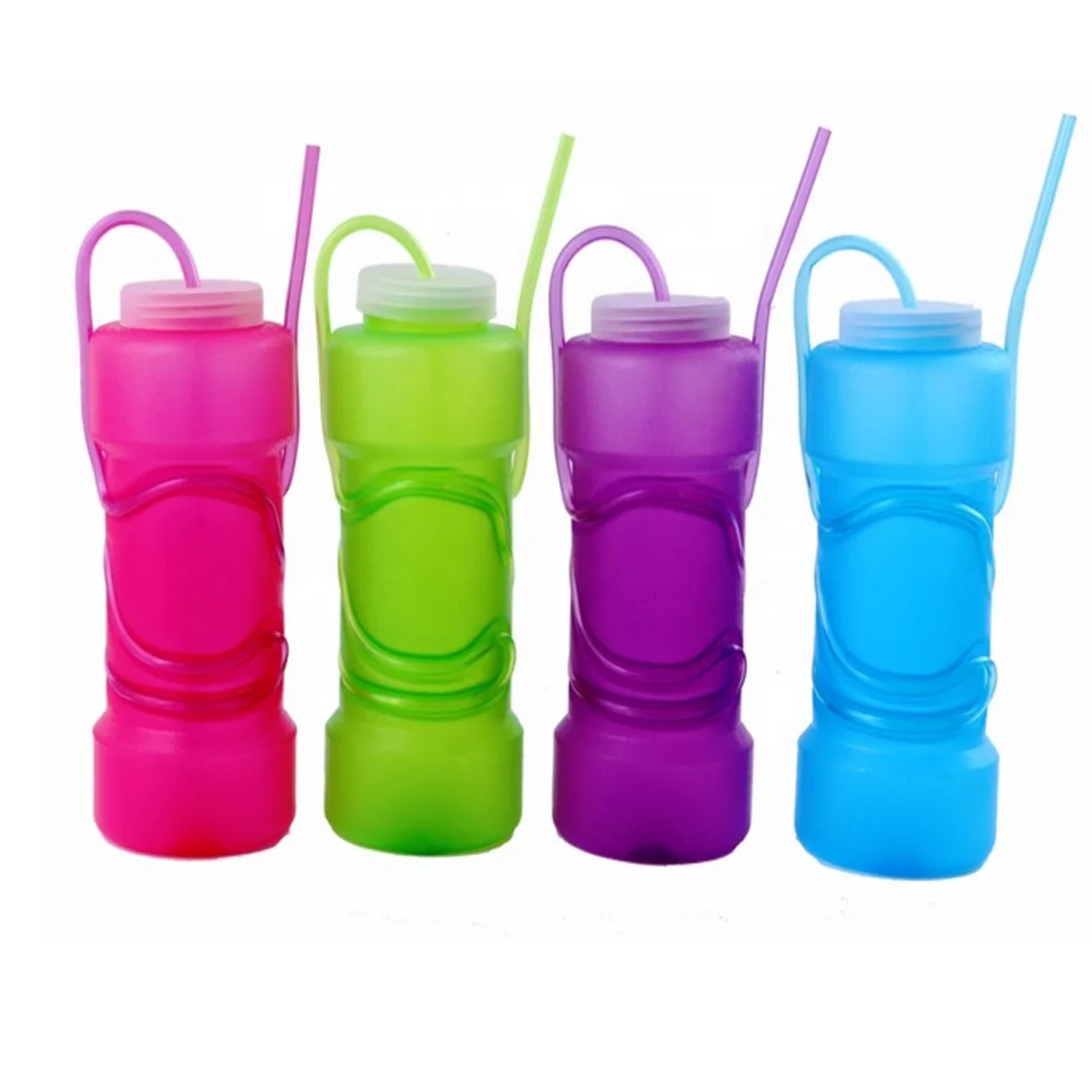 Novelty Plastic Water Bottle with Crazy Straw with Lid 201002
