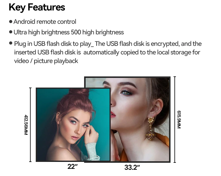 Lcd digital signage 22 inch square digital display tft lcd BOE android square display