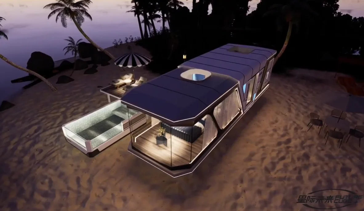 Prefabricated Cabin Houses Movable Villa House 40 ft Container for Capsule Tiny home Outdoor Office Pod