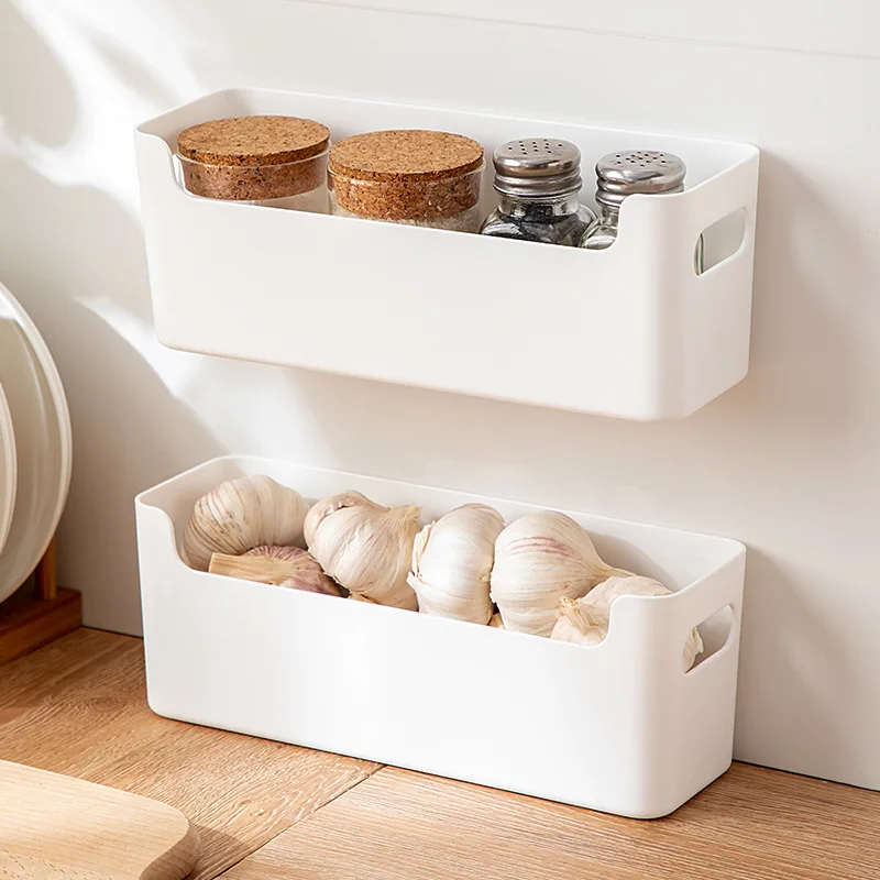 Hot Selling Plastic White Kitchen Desktop Pantry Bin Storage Organizer for Home plastic stackable storage box with handle