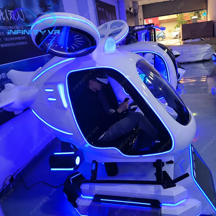 New Vr Helicopter Simulator Double Seats Machine Commercial  9D Cinema Gaming VR Virtual Reality Flight Plane Factory Direct