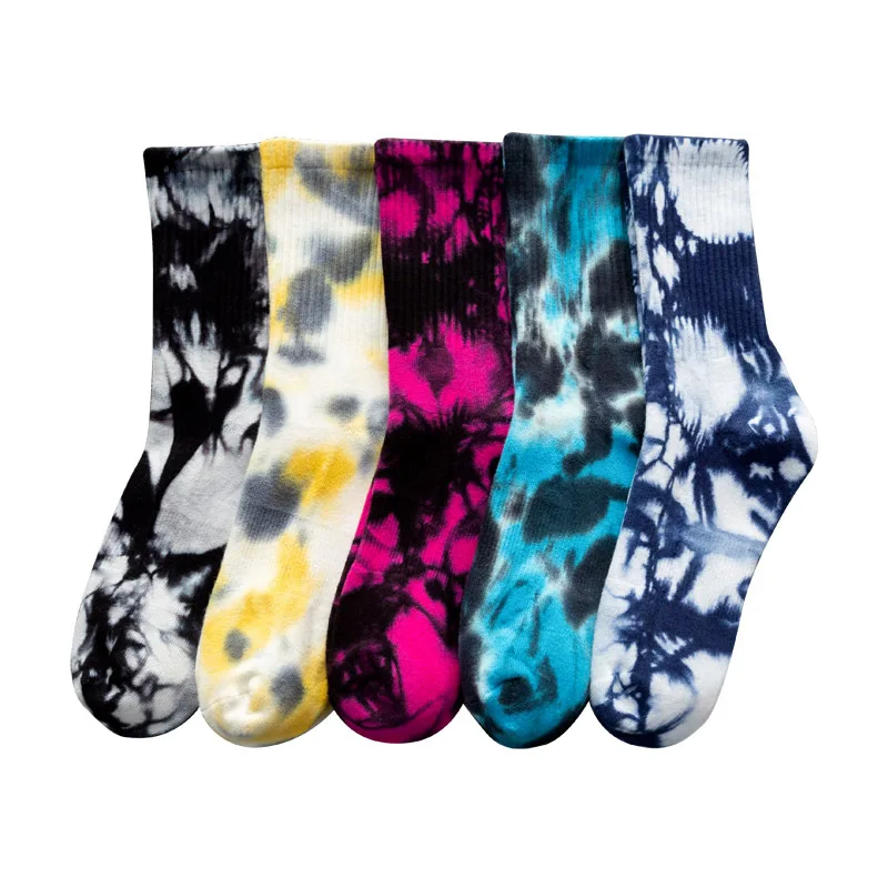 High Quality Fashion Tie Dye Printed Crew Mens Dress Socks Unique Custom Tie Dye Socks