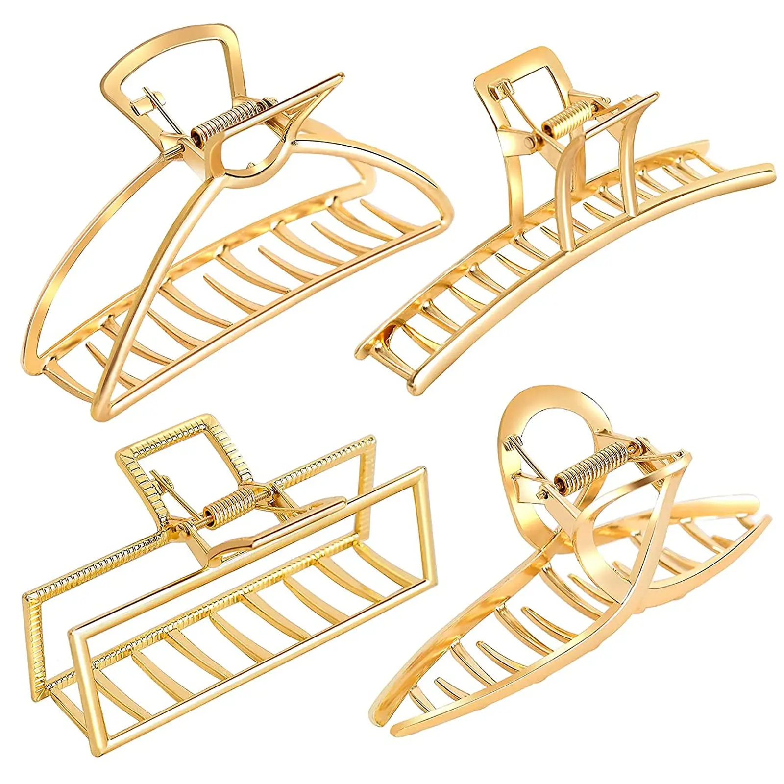 2022 Large Claw 4 Pack Gold large oversize Claw Clips for Women Banana Hair Styling Accessories for Thick Hair
