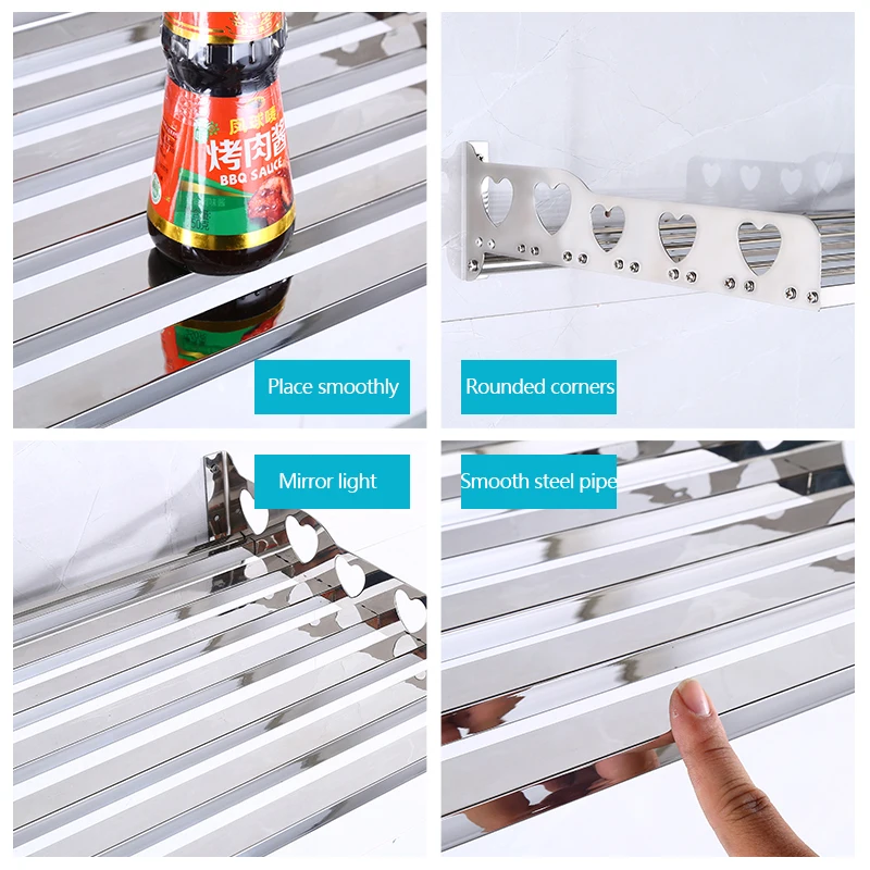 Wholesale multifunctional stainless steel wall-mounted kitchen microwave oven storage rack