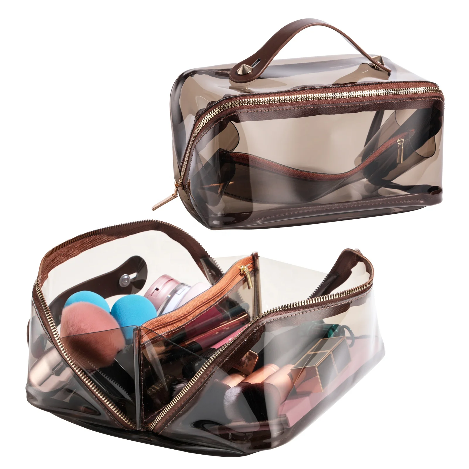 Large Capacity PVC Makeup Bag Transparent Clear Waterproof Toiletry Bag Portable Carry Pouch Makeup Bag