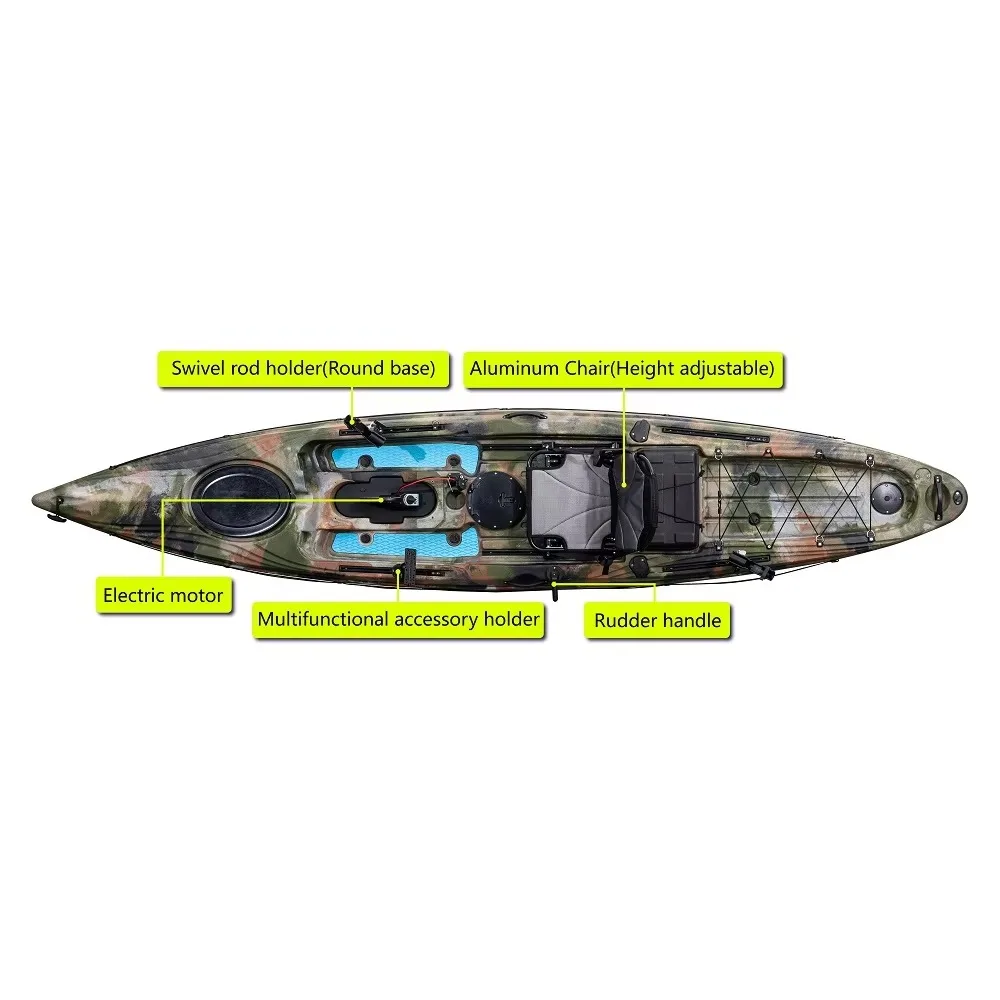 4.1 Meter Single Kayak Sit on Top Fishing Kayak Rowing Boat Sea Kayak with Electric Motor and Pedal Drive