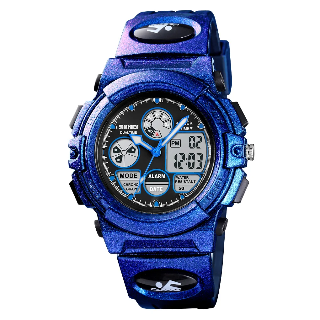 Черные спортивные наручные часы Relojes лидер продаж водонепроницаемые детские аналоговые цифровые