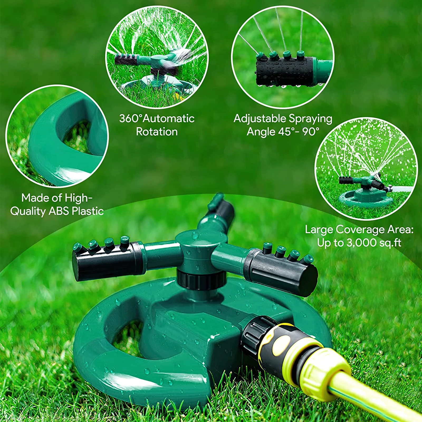 Lawn Sprinkler Automatic 360 Degree Rotating Irrigation System Yard  Lawn Garden Water Sprinkler for Garden 360