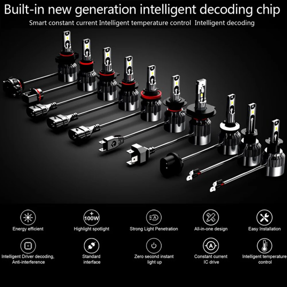 Leishen Factory Price LED Headlight X9 Series 60W Super Bright 6000K-6500K DC12-30V 12000LM CSP 3570 H1 H3 H4 Led Car Light Bulb