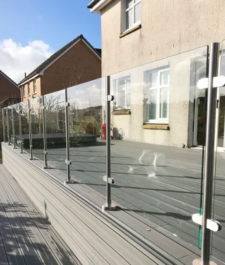 Elegance Glass Balustrade with Stainless Steel Posts Height Adjustment Railing Balcony Staircase Tempered Glass Fence