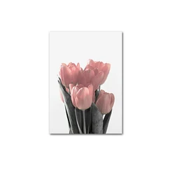 Pink Tulips Peony for Wall Decor Pik Rose Canvas Painting Print Picture Large Floral Art Abstract Modern Abstract