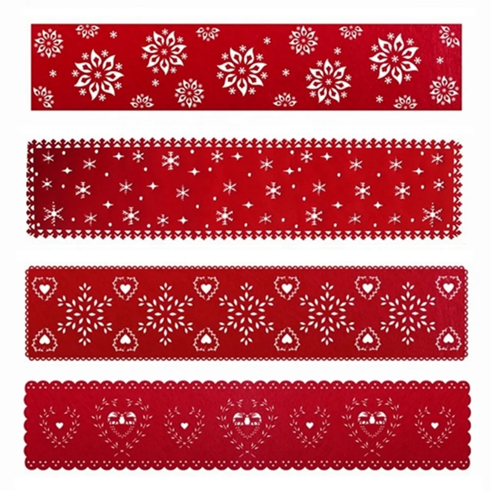 Custom Made Festive Holiday Table Decor Snowflake Felt Christmas Table Runner