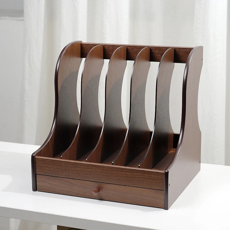Wooden file rack with drawers wooden five-column file storage column file storage box