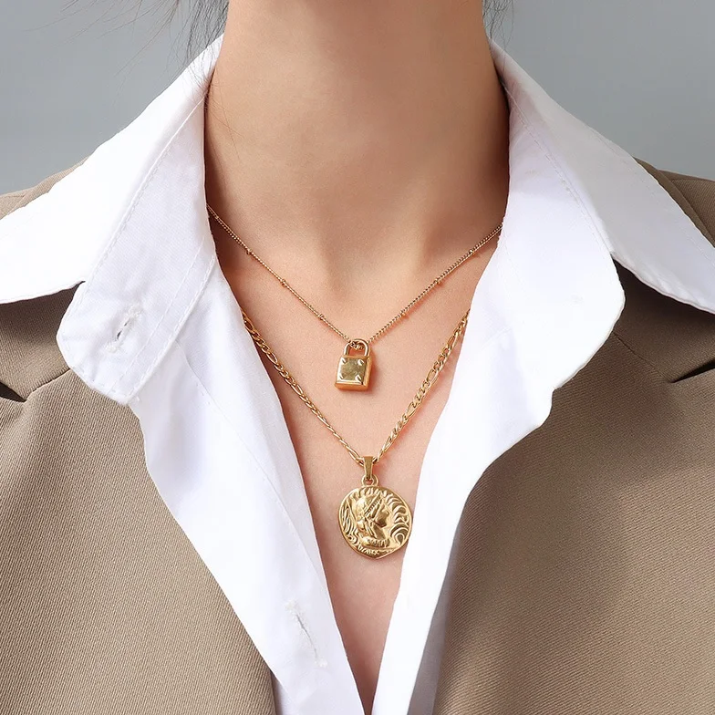 18k Gold Plated Single Chain Multi-style Stainless Steel Necklace