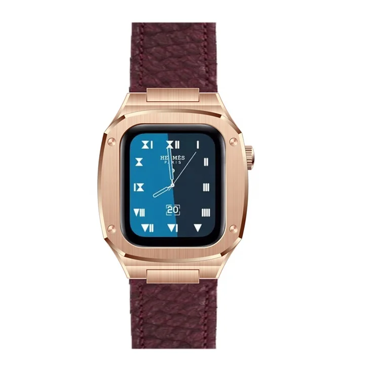  Роскошный корпус apple watch из нержавеющей стали 44 мм однотонный с розовым золотом и прозрачной задней