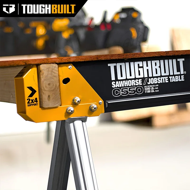 ToughBuilt - Folding Sawhorse/Jobsite Table - Sturdy, Heavy-Duty, 100% High Grade Steel, 41.5-Inch Easy Carry Handle - (TB-C550)