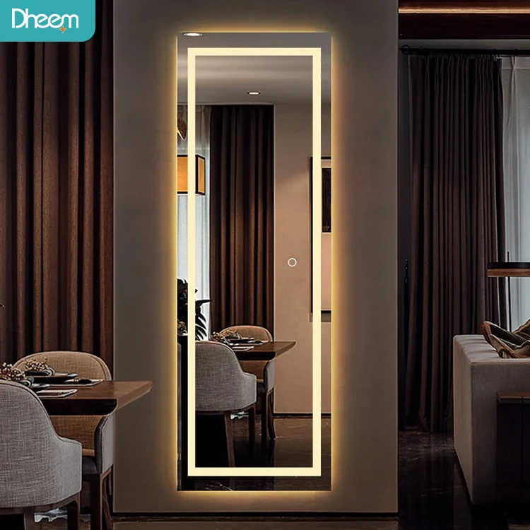 Luxury Home Furniture Full Length Standing Mirror With Led Lighting
