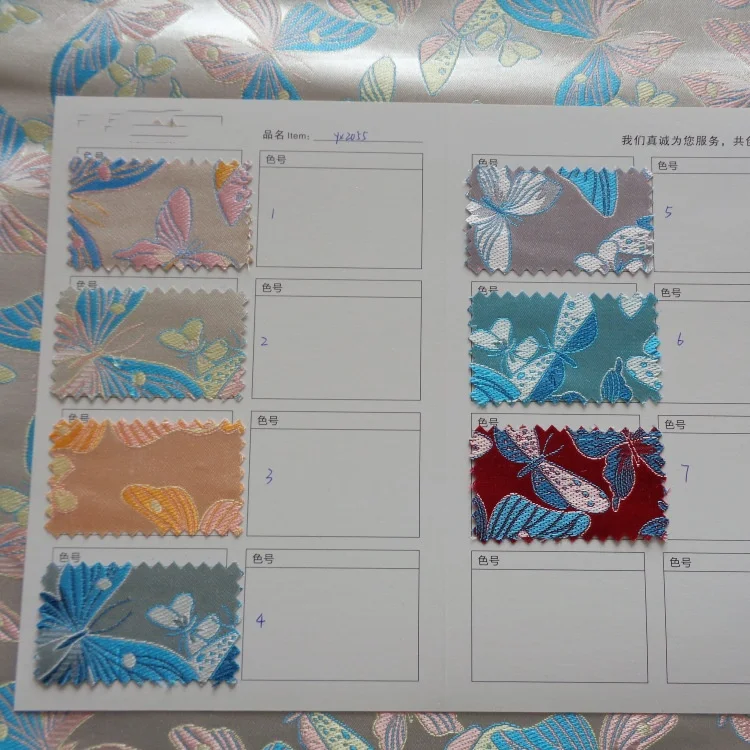 100% Polyester Satin with Colorful Butterfly Jacquard Fabric for Tang Costume Hanfu Dress Apparel