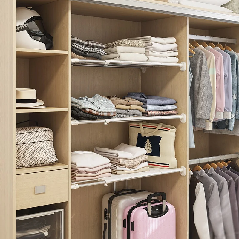 Kitchen Bathroom Extendable Adjustable Telescopic hanging Cupboard Wardrobe Closet Cabinet Storage Organizer Divider Shelf Rack