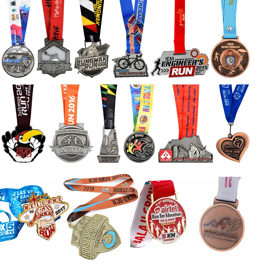 Custom 2D Metal Orange Girl champions league medal Sports Gold Run Finisher Medals Military medal ww2 With Ribbon