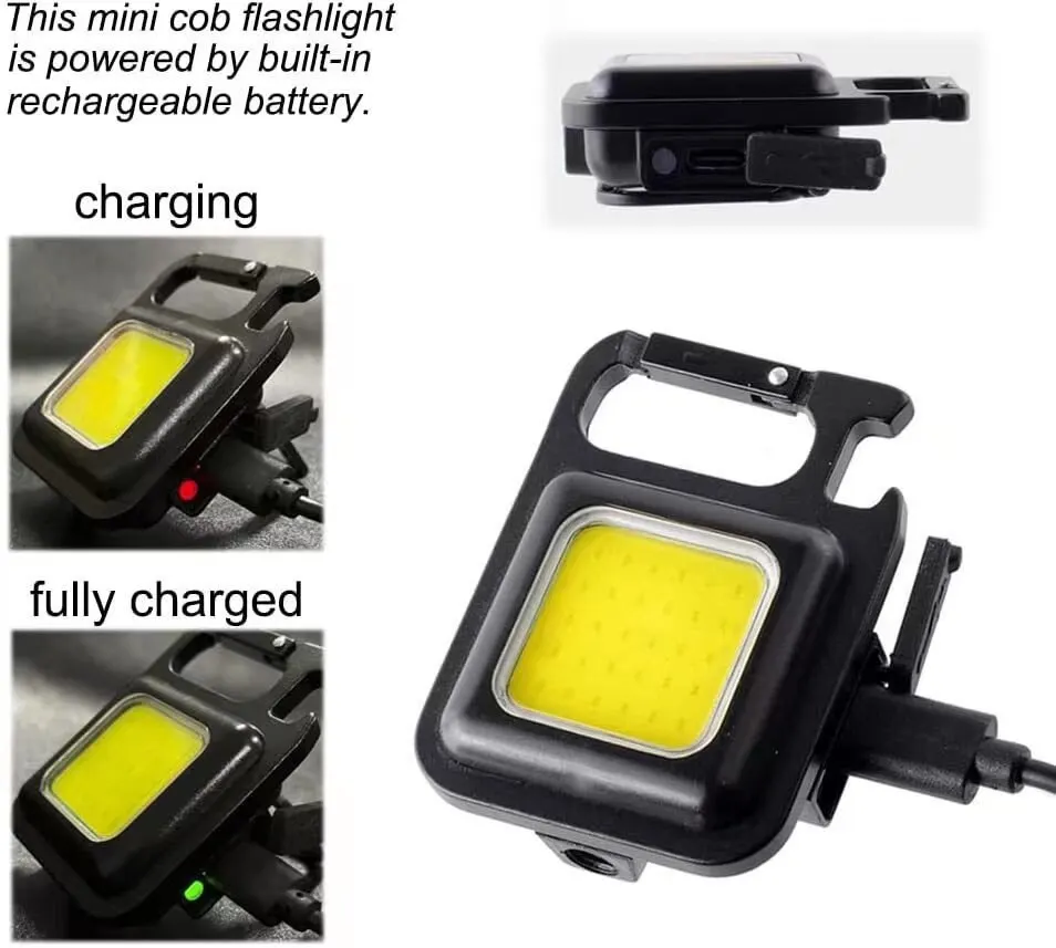 Multifunctional Mini Glare COB Keychain Light USB Charging Emergency Lamps Strong Magnetic Repair Outdoor Camping Light