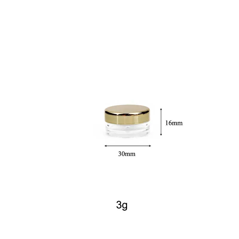 3g Empty Small Cosmetic Sample Pot Clear Nail Powder Jars Plastic Eye shadow Pot with UV Lid