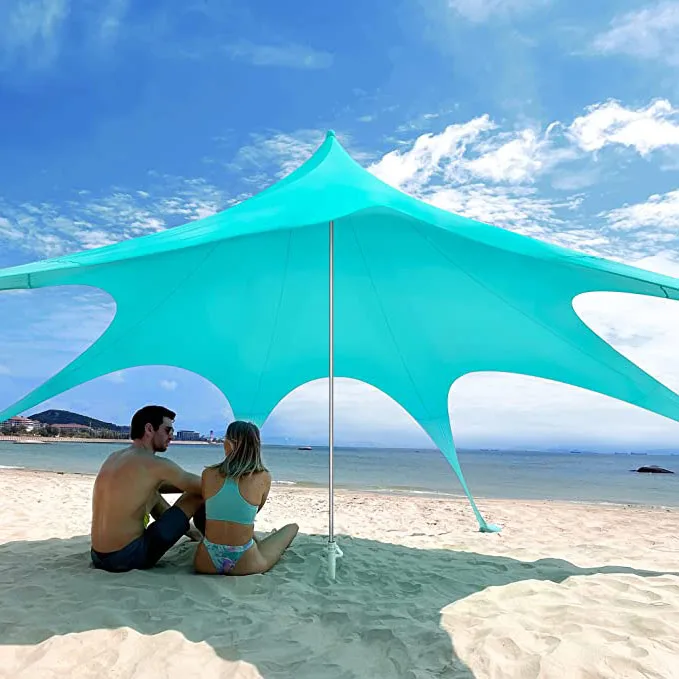 UPF50+ Anti-Wind Beach Tent with Private Beach Wind Screen Beach Canopy Sun Shade with Carrying Bag Sun Shelter for Camping
