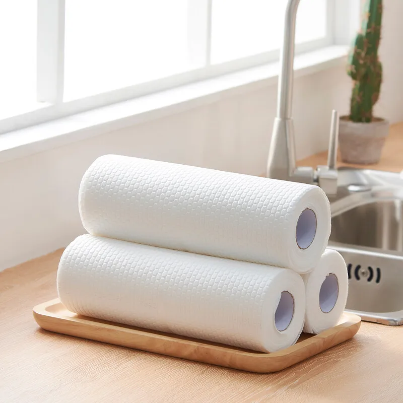 Kitchen Rolls Wipes Household Cleaning Cloth Lazy Rags Table Disposable Non Woven Cleaning Wipes Dry And Wet Cloth In Roll
