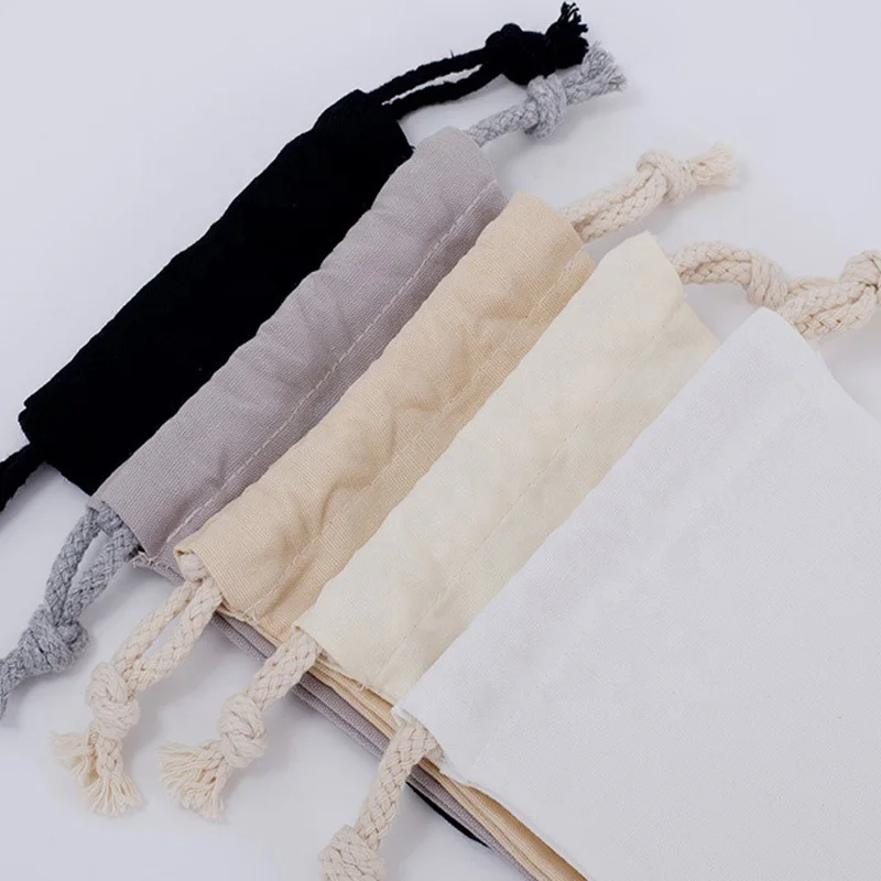 Eco Friendly Custom Logo  Storage Large Colorful %100 Cotton Bag For Toys Double String Pouch For Clothing Dust Bag For Socks