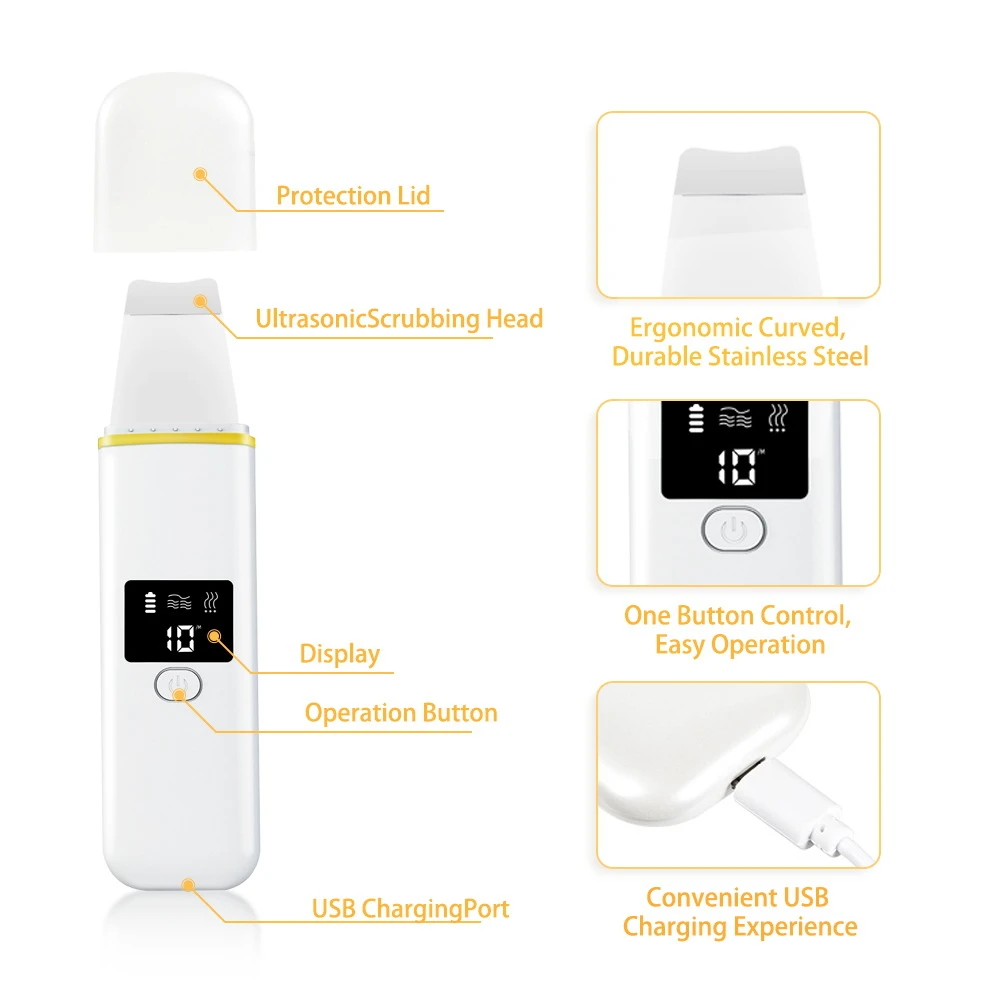 2024 New Portable Electric Facial Dead Skin Peeling Machine Professional Sonic Face Cleaning Spatula Ultrasonic Skin Scrubber