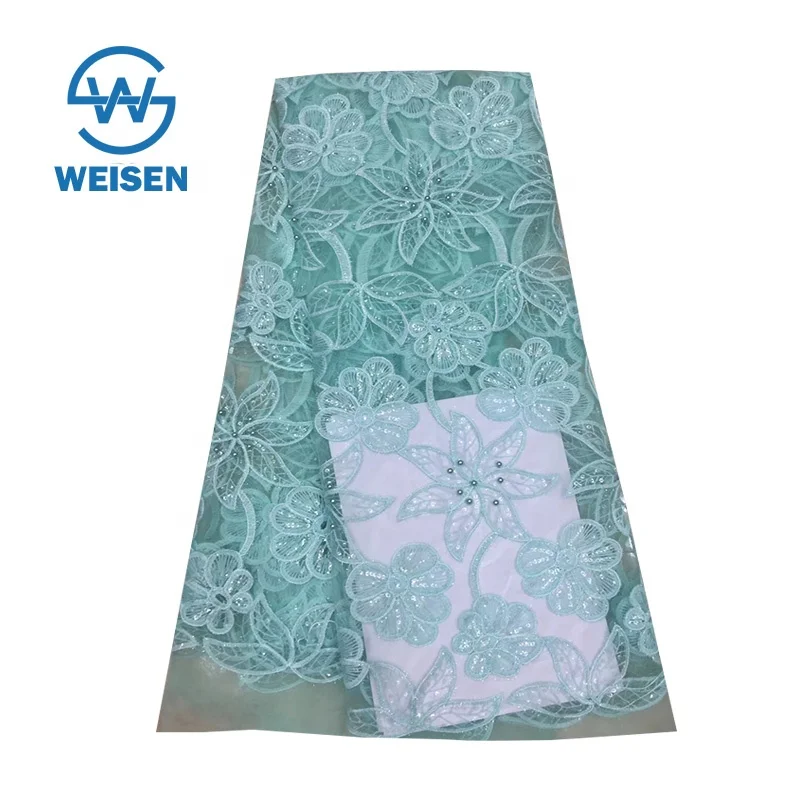 Organza Design Hole Lace African French Beaded Flower 2019 Fancy Embroidery Fabric