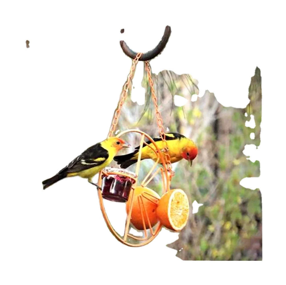 Amazon hot selling Heath Outdoor Products Orange Metal Humming Bird Feeders for outside bird feeder iron feeder