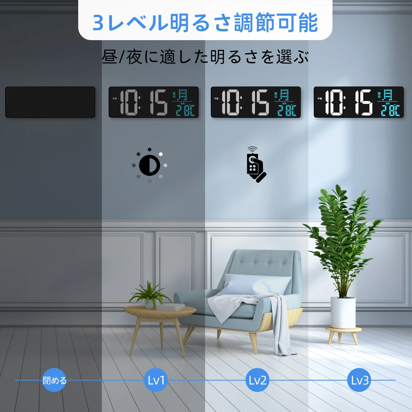 Large Digital Countdown Timer Alarm Clock Remote Control Table Desk Wall Clock with Japanese Language Display for Office Home