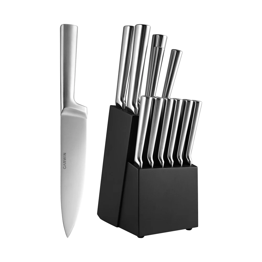 New arrival 13 Pieces Kitchen Knives Stainless Steel Hollow Handle Self Sharpening Chef Kitchen Knife Set