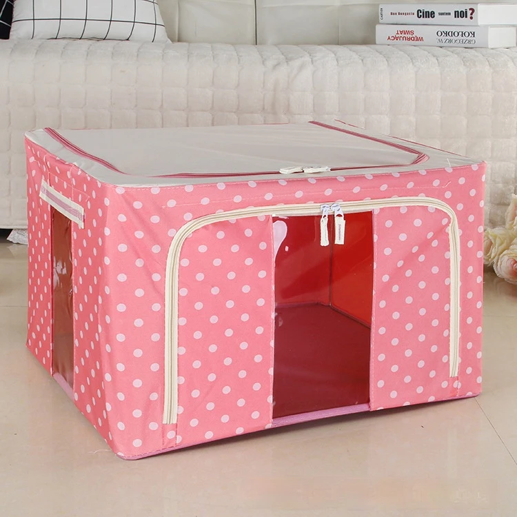 44L 55L 66Lfinishing bag flip transparent storage box Oxford cloth steel frame folding storage box