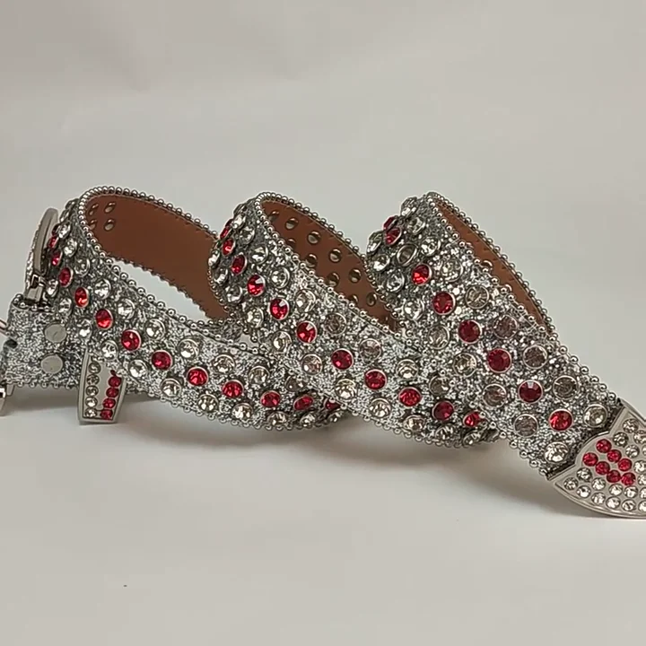 Пояс в стиле панк для мужчин и женщин Джинсовый пояс с блестками стразами